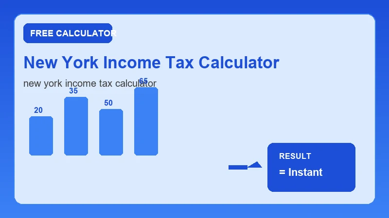New York Income Tax Calculator — financial formula steps and dollar results (CalcHubly infographic)