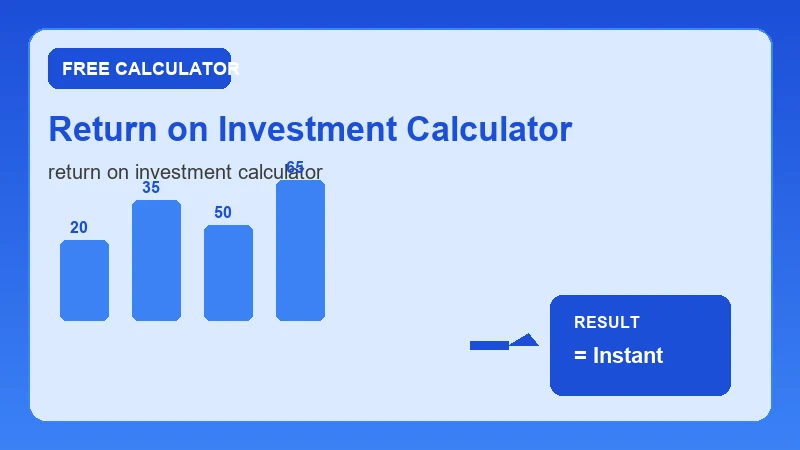 Return On Investment Calculator — financial formula steps and dollar results (CalcHubly infographic)