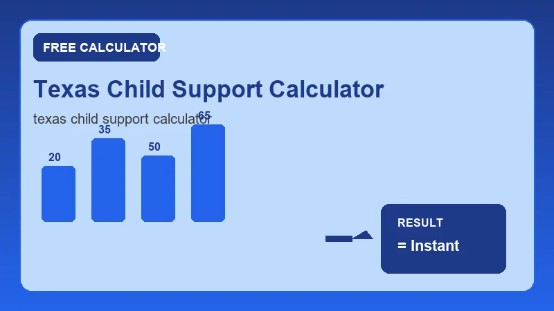 Texas Child Support Calculator — step-by-step calculator workflow and results (CalcHubly infographic)