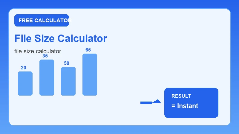 File Size Calculator — step-by-step calculator workflow and results (CalcHubly infographic)