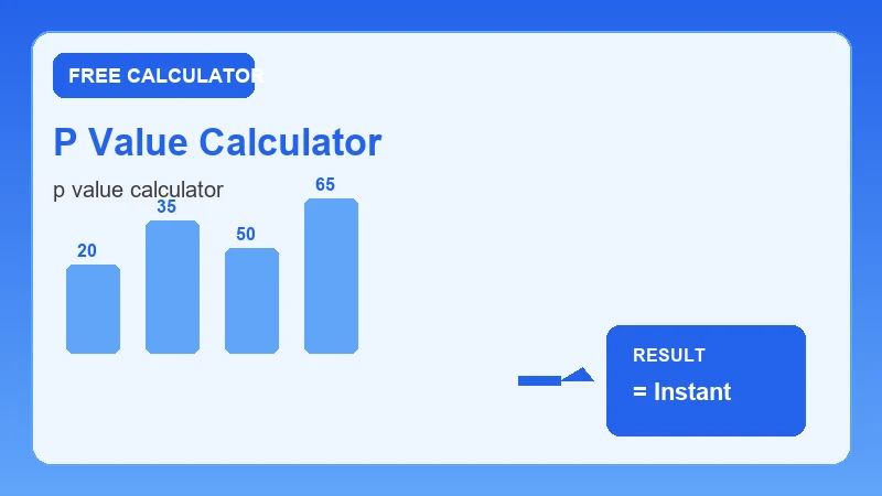 P Value Calculator — step-by-step calculator workflow and results (CalcHubly infographic)