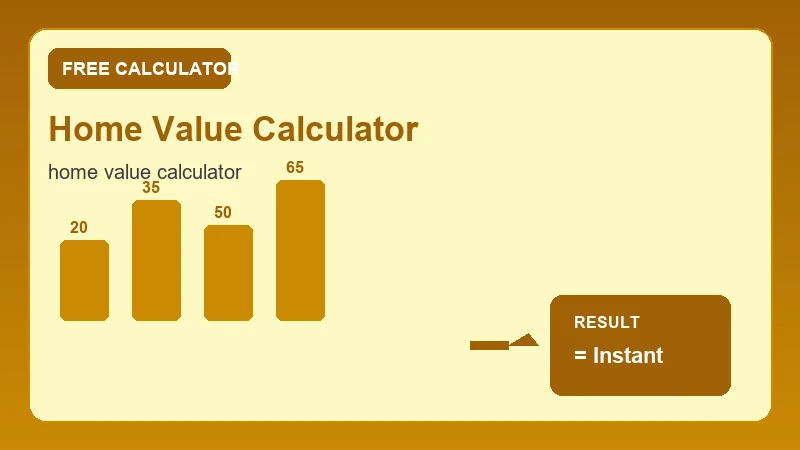 Home Value Calculator — financial formula steps and dollar results (CalcHubly infographic)