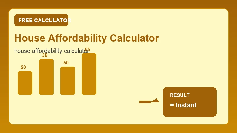 House Affordability Calculator — financial formula steps and dollar results (CalcHubly infographic)