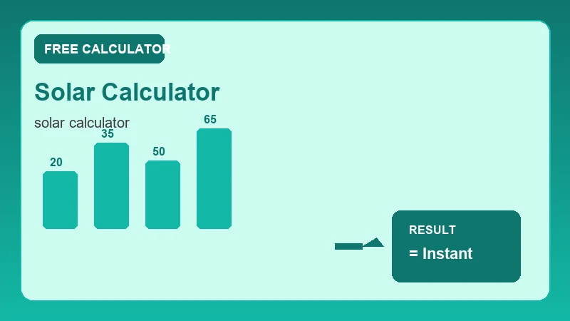 Solar Calculator — step-by-step calculator workflow and results (CalcHubly infographic)